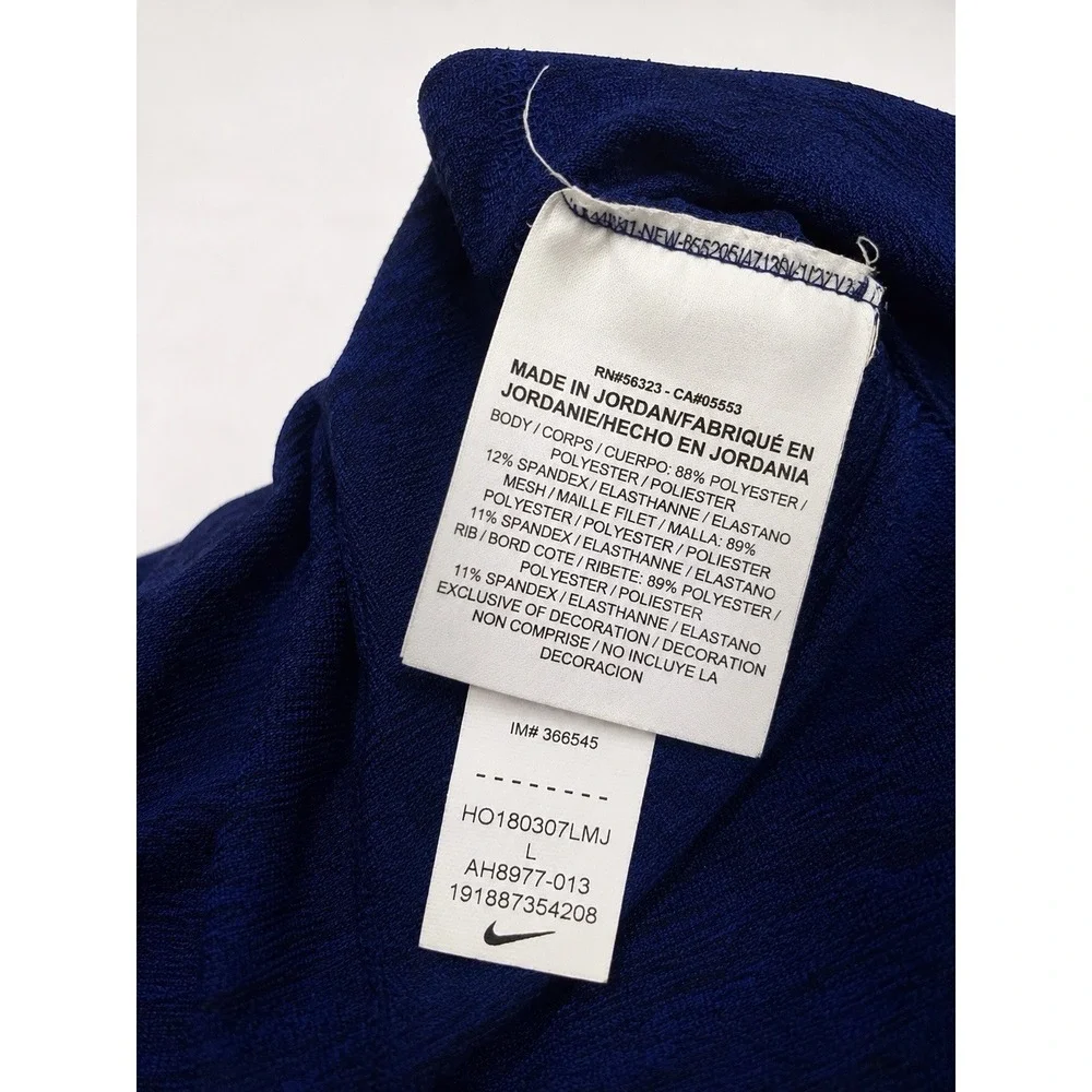 SIZE  L- NIKE MEN'S DRI-FIT BLUE HEATHER HIDROGUARD LONG SLEEVE TEE/SWOOSH LOGO
